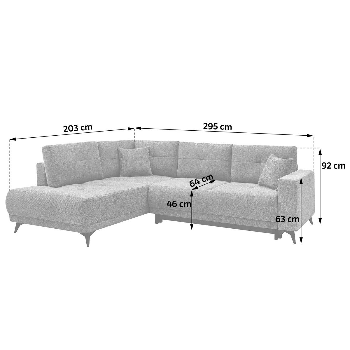Ecksofa Texas Recr-links Grün S: 203x259 Cm - Schwarz/Grün, KONVENTIONELL, Holz (203/92/259cm)
