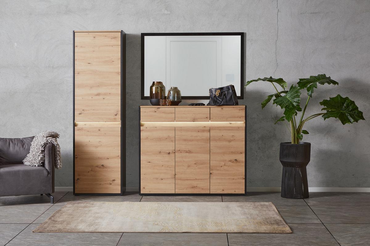 Wandspiegel Welcome Rechteckig Bxh: 130x84 Cm Schwarz Matt - MODERN, Glas/Holzwerkstoff (130/84/2,2cm)