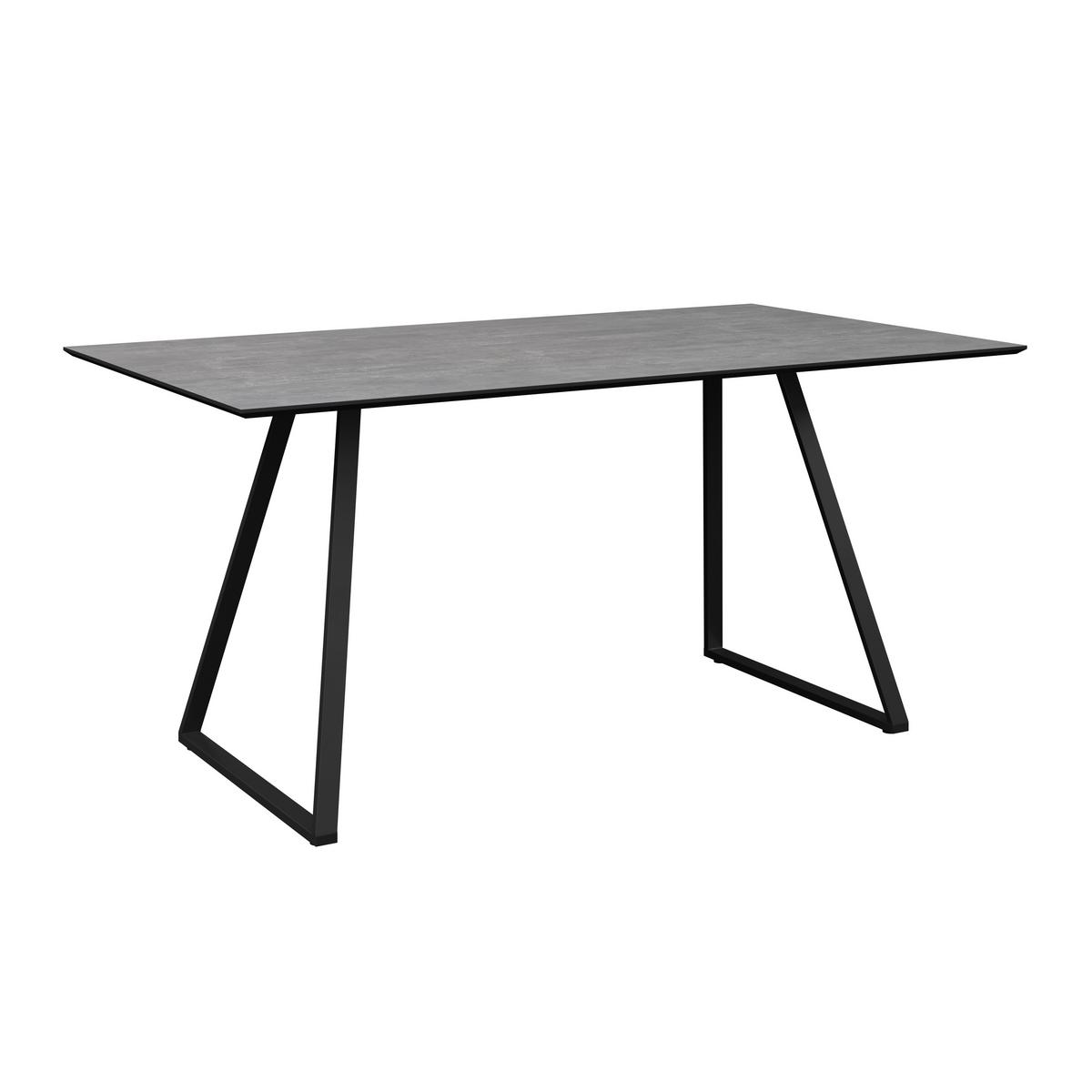 Tischgruppe Vols Giga 7-teilig Dekor grau/Webstoff grau - Schwarz/Grau, MODERN, Holzwerkstoff/Textil (160/75/90cm)