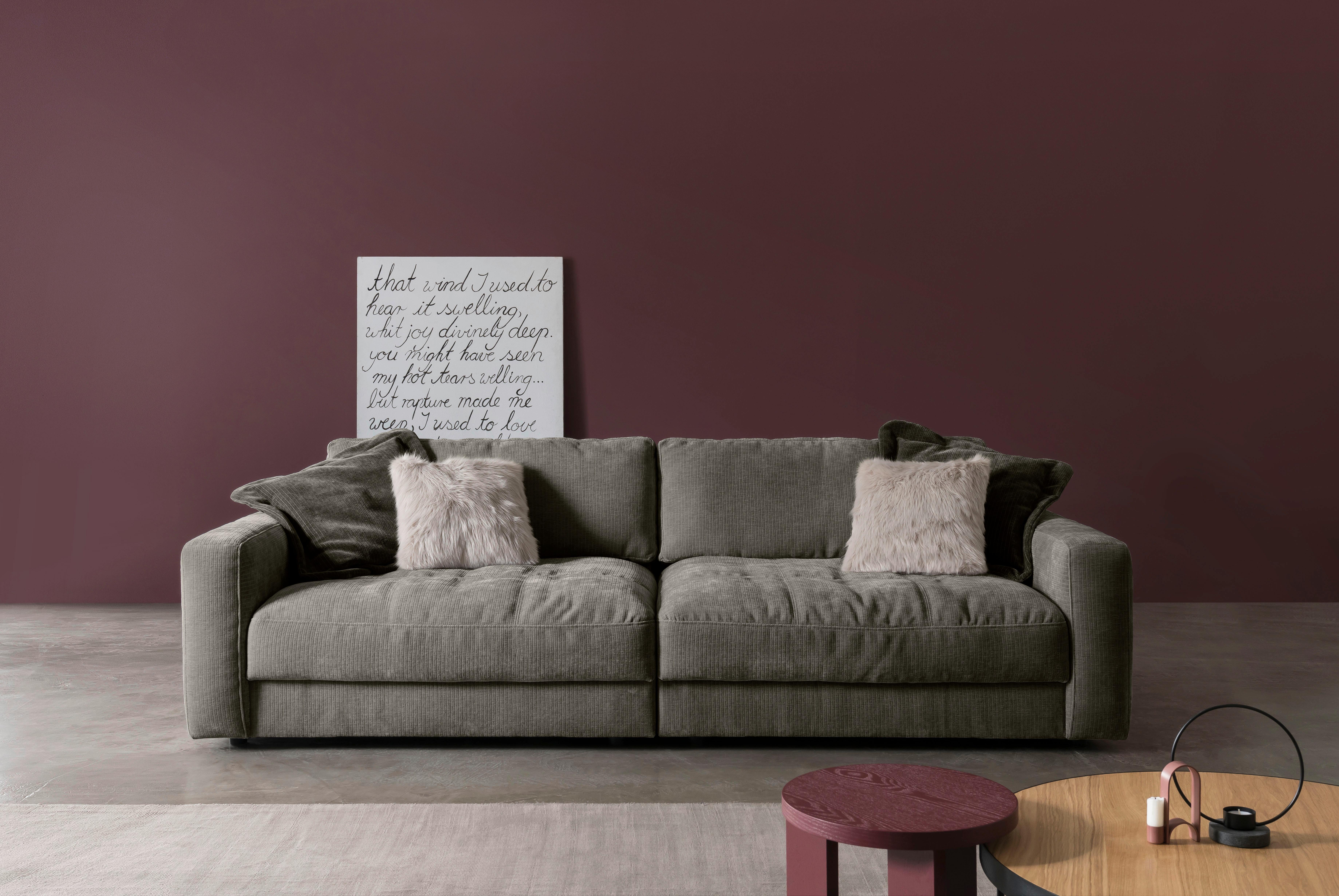 Bigsofa Be Comfy B: 264 Cm Grau Cord - Schwarz/Grau, MODERN, Textil (264/83/111cm) - MID.YOU