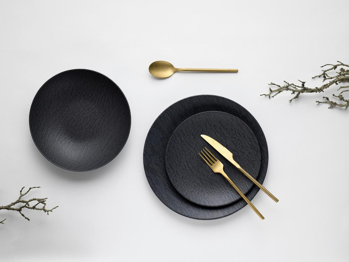 Jedálenský servis RONDO - čierna, Modern, keramika (43/40/37cm) - Creatable