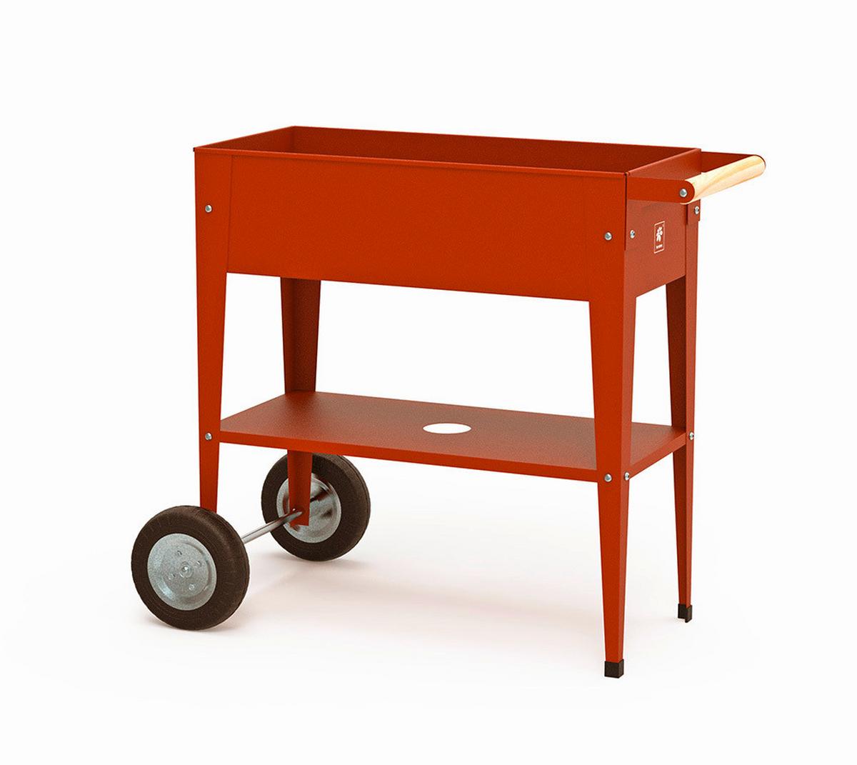 Hochbeet Stahl Kräuterfabrik mit Rollen 35x80x75 cm Rot - Rot, Basics, Metall (35/80/75cm)