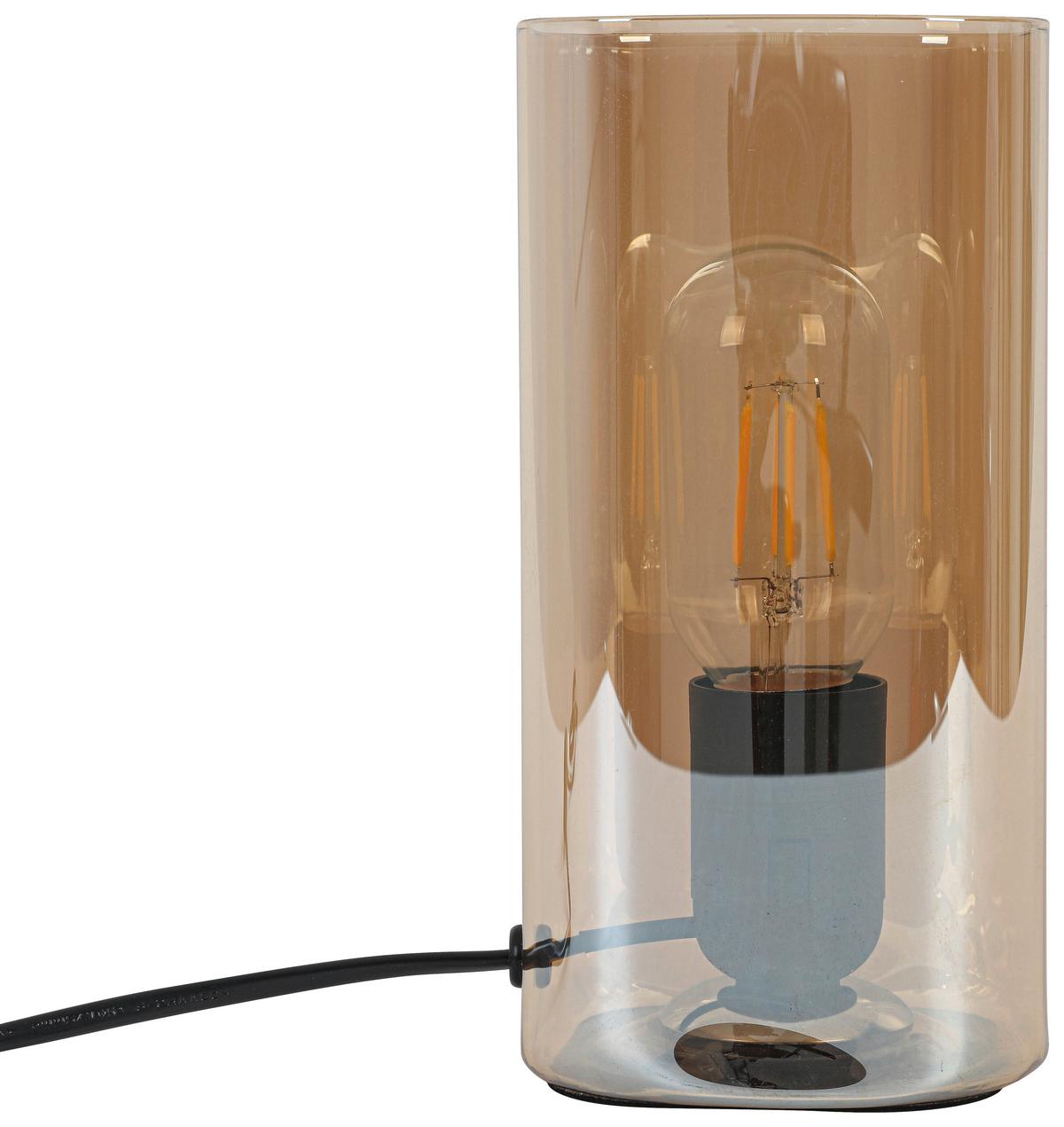 STOLNÁ LAMPA AMBER - čierna/jantárová, Modern, plast/sklo (10/10/20cm) - Mömax
