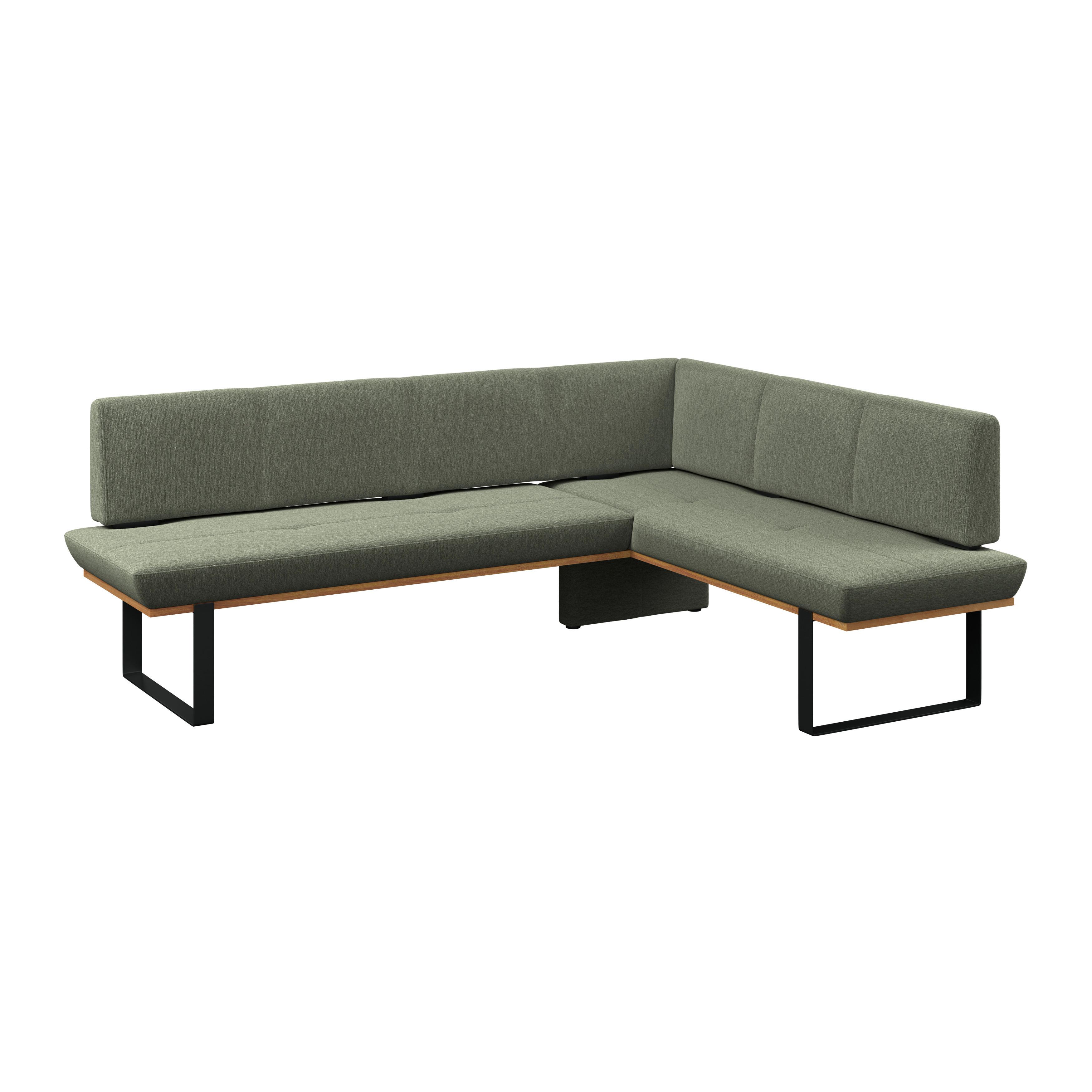 Eckbank Tristan Webstoff grün, S:225x175cm - Schwarz/Grün, MODERN, Holz/Textil (225/175cm) - James Wood