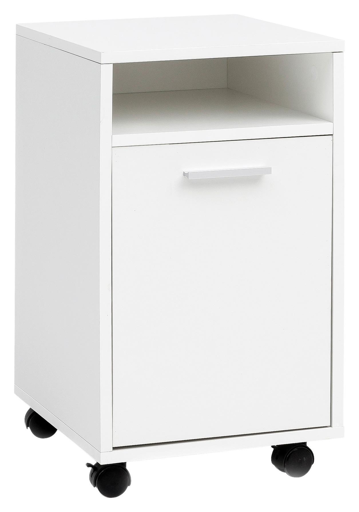 Kanc. kontajner na kolečkách bílý - bílá/barvy stříbra, Konvenční, kov/kompozitní dřevo (33/60/38cm) - MID.YOU