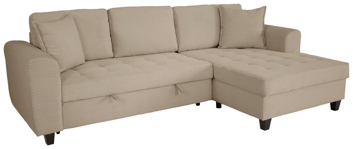 Ecksofa Moritz Graubraun  S: ca. 265x155 cm - Hellbraun, Trend, Textil (265/155cm)