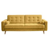 Schlafsofa mit Bettkasten und Kissen Fjord, Webstoff - Eichefarben/Gelb, MODERN, Holzwerkstoff/Textil (222/86/90cm) - MID.YOU