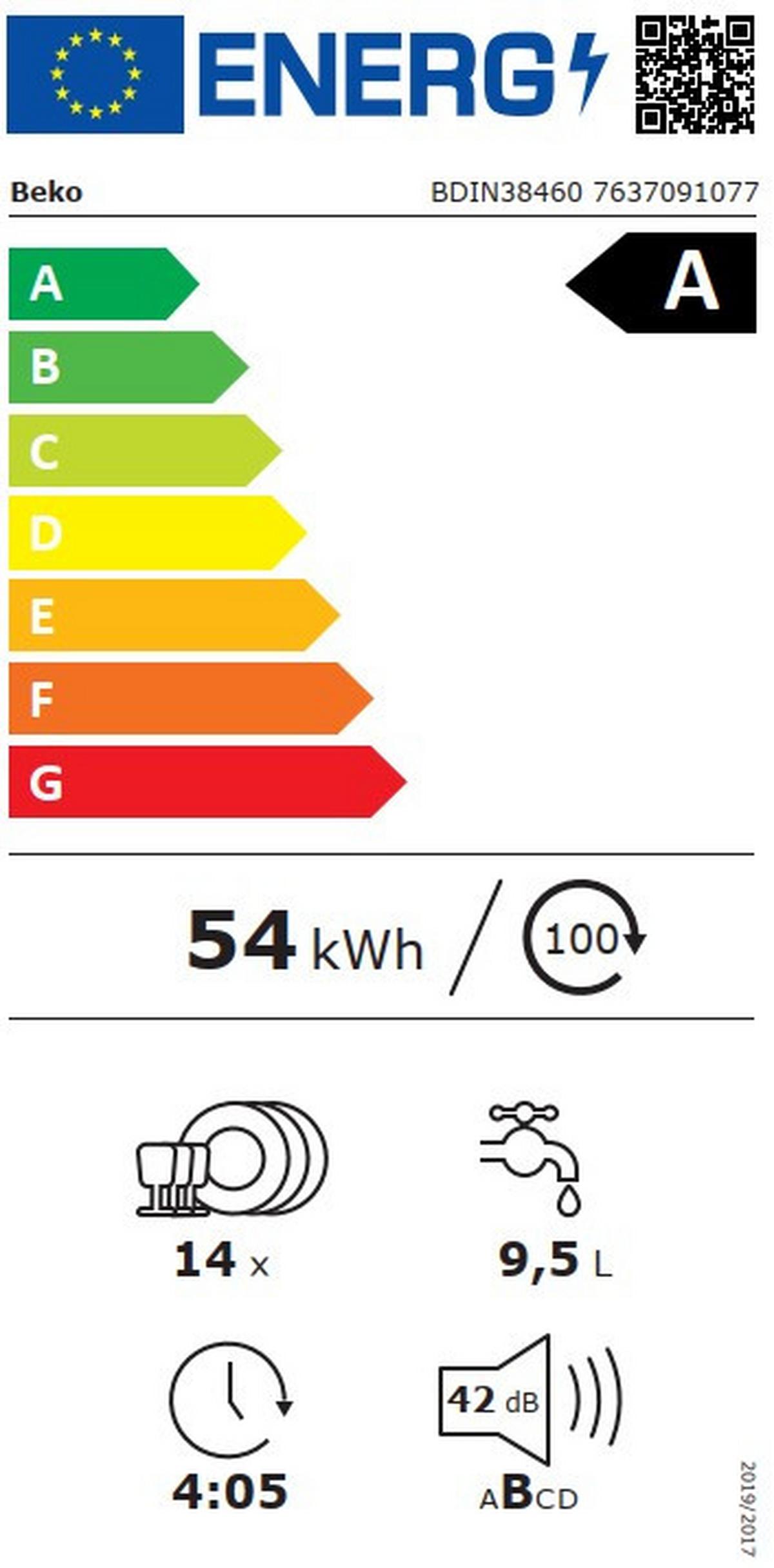 Geschirrspüler Bdin38460  -Beko- - Weiß, MODERN (59,8/81,8/55cm) - Beko