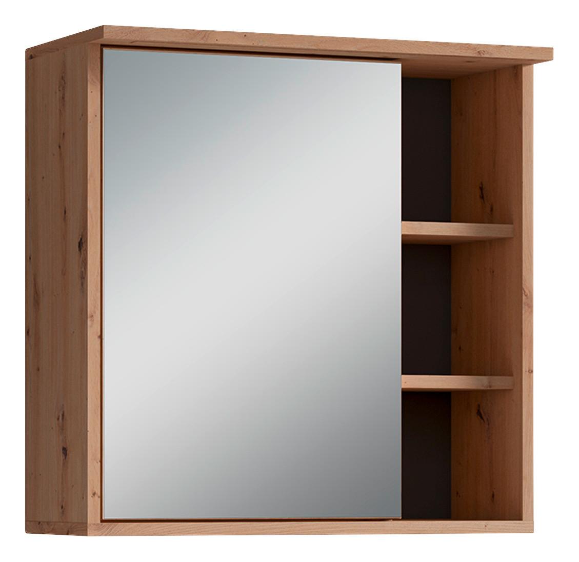 Spiegelschrank Wellness Mit Led 1 Tür Bht 60x61x28 Cm - Anthrazit/Eiche Artisan, MODERN, Glas/Holzwerkstoff (60/61/28cm) - MID.YOU