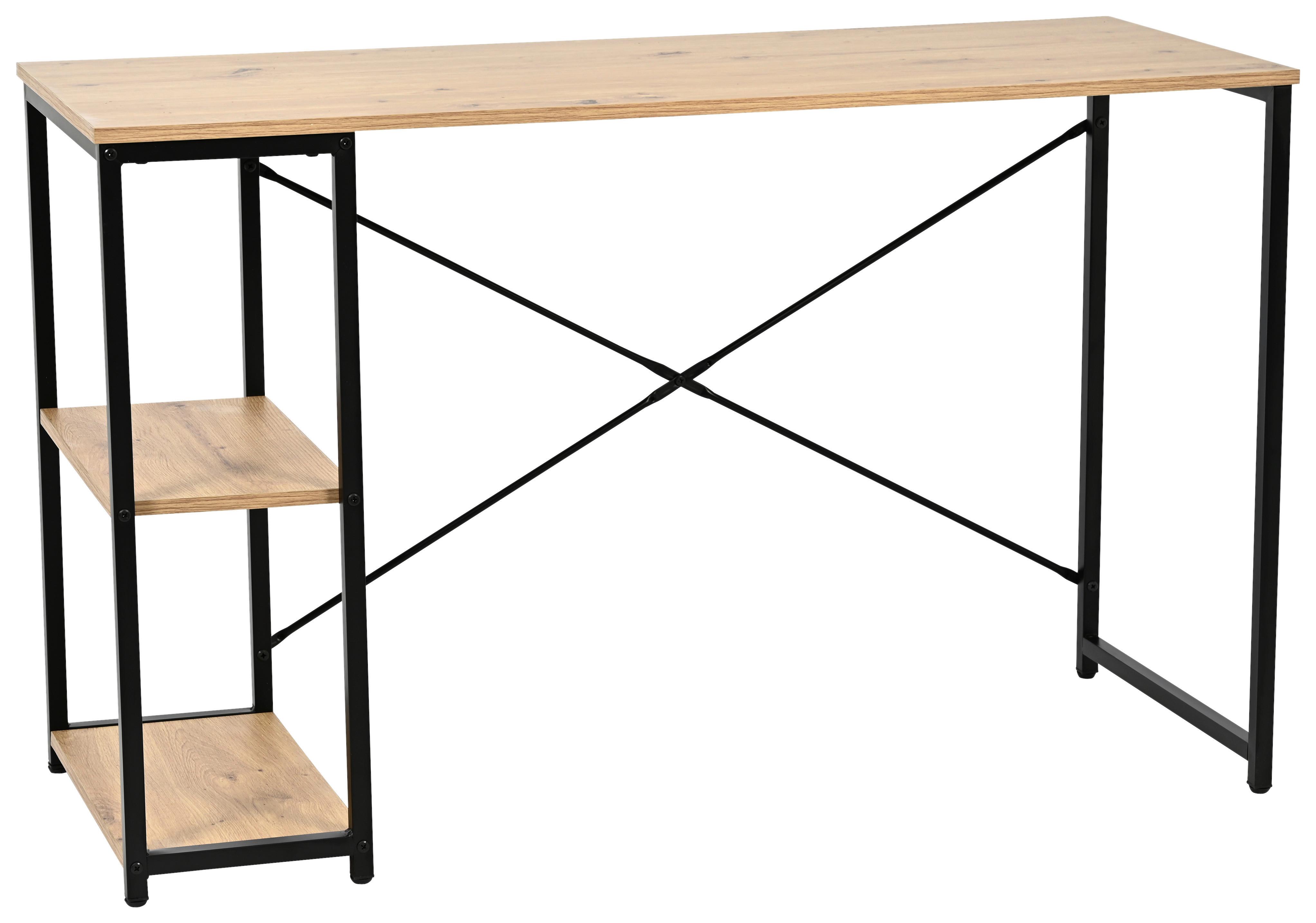 Schreibtisch Robert Schwarz/Eiche Artisan B: 120cm - Schwarz/Eiche Artisan, MODERN, Holzwerkstoff/Metall (120/75/46cm)