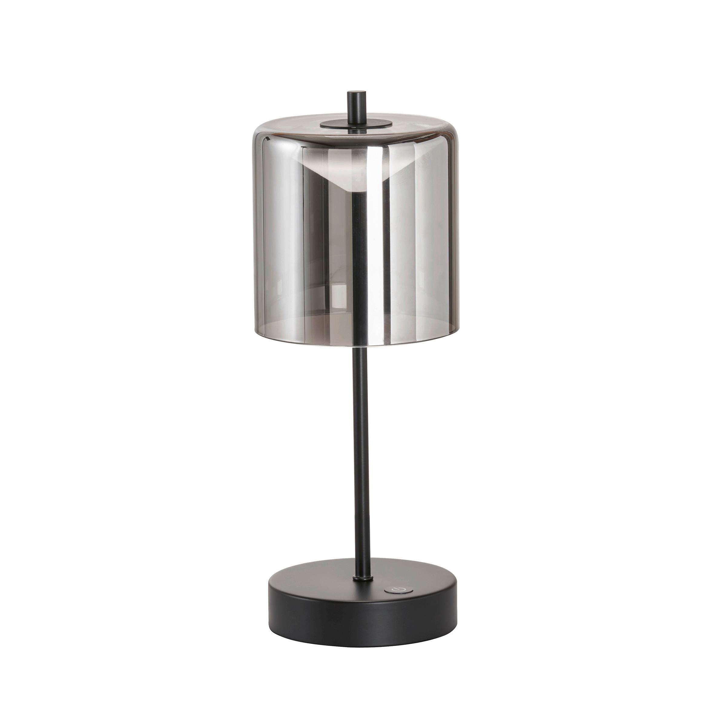 Akku-Tischleuchte Riva Schwarz Sandfarben D:13cm - Sandfarben/Schwarz, Design, Glas/Metall (13/34,50cm) - Schöner Wohnen