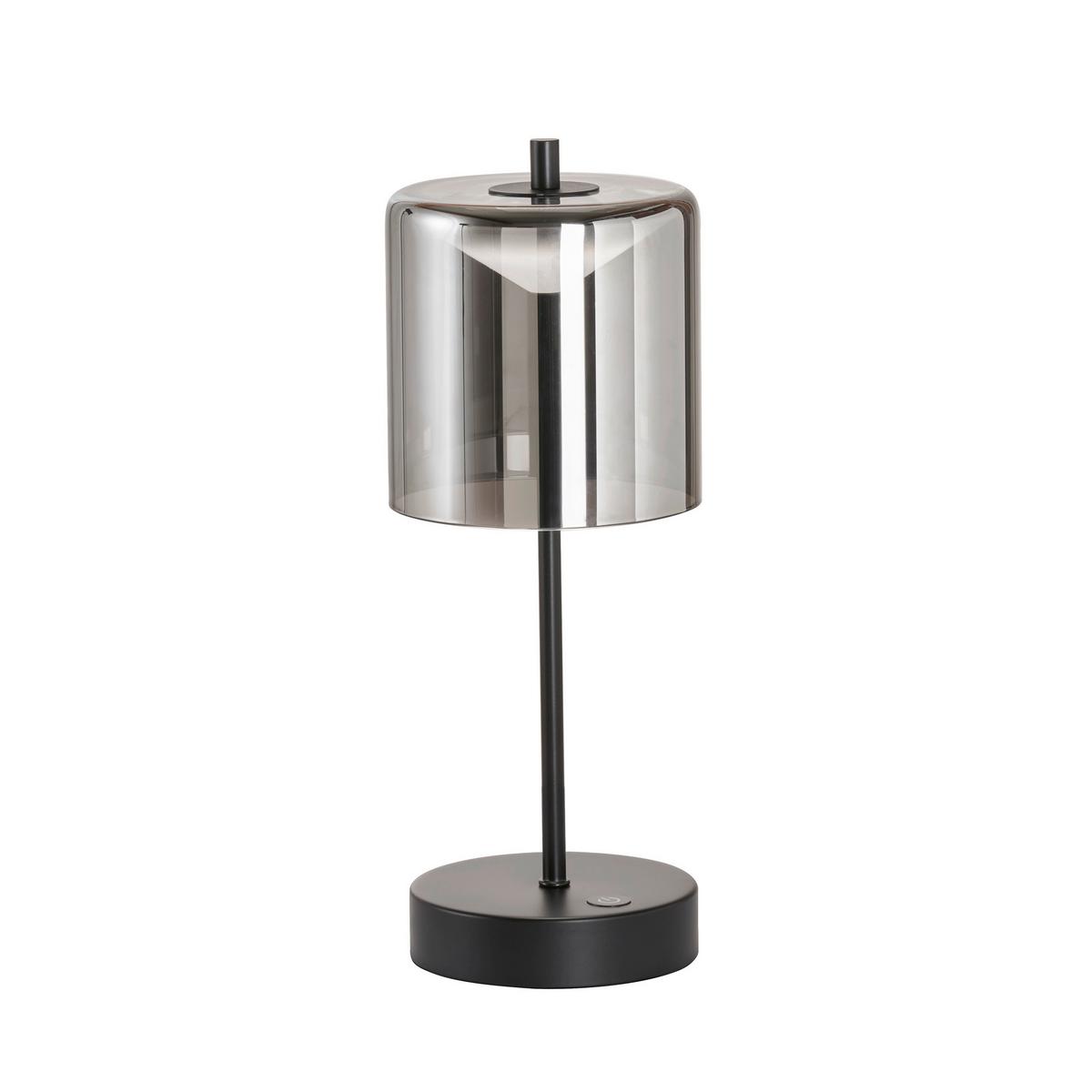 Akku-Tischleuchte Riva Schwarz Sandfarben D:13cm - Sandfarben/Schwarz, Design, Glas/Metall (13/34,50cm) - Schöner Wohnen
