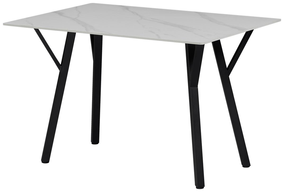 Esstisch Timo Keramikplatte, B: 120 cm - Schwarz/Weiß, MODERN, Keramik/Metall (120/78/80cm)
