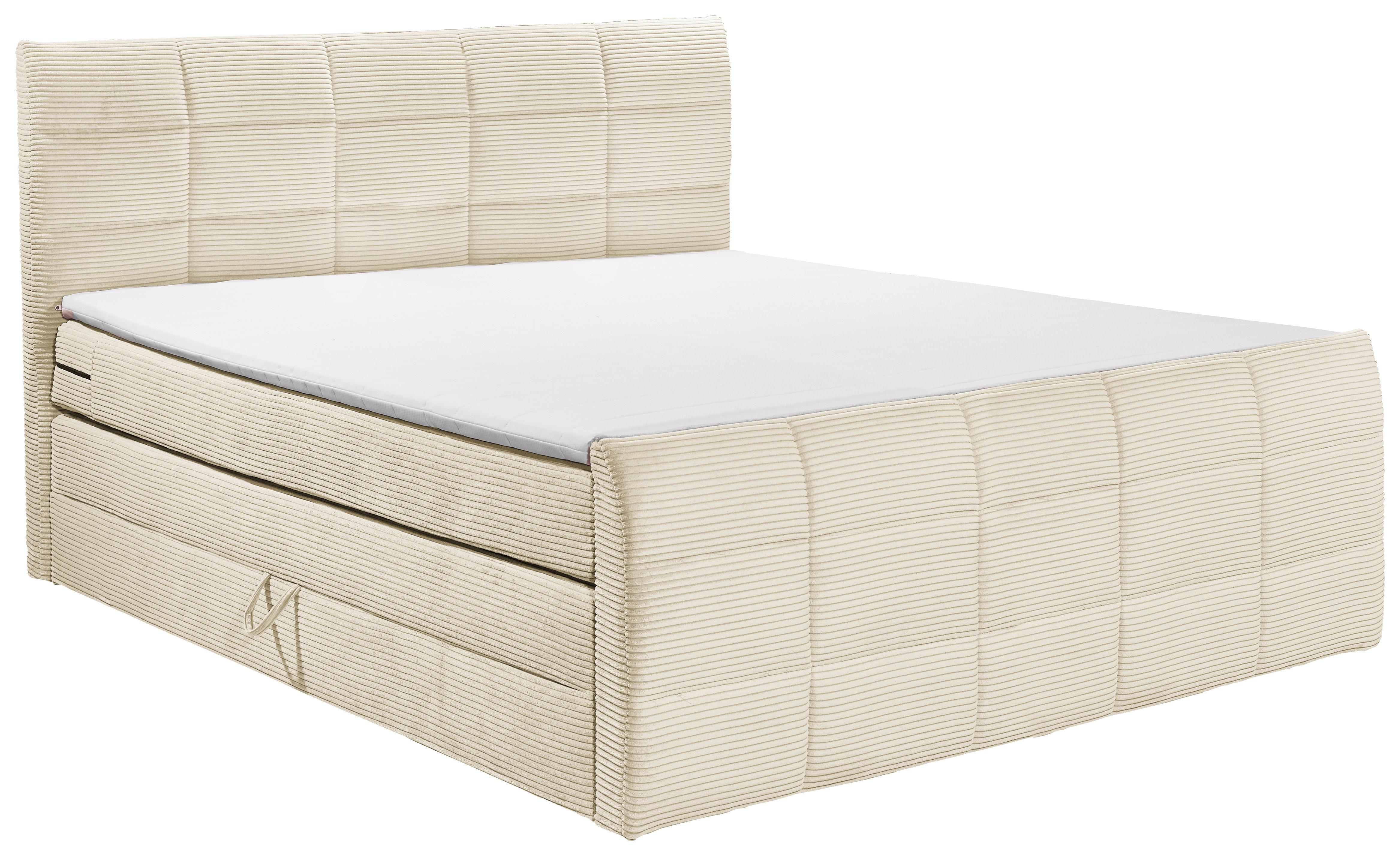 Boxspringbett Bolivia 6 - Creme/Schwarz, MODERN, Holzwerkstoff/Textil (180/200cm) - MID.YOU