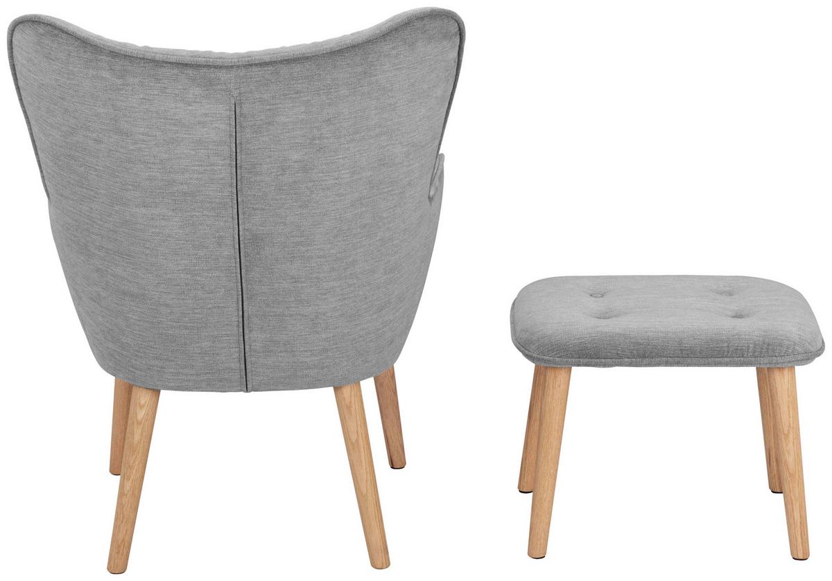 Relaxsesselset Larvik - Hellgrau/Naturfarben, Design, Holz/Textil (64/90/70cm) - P & B
