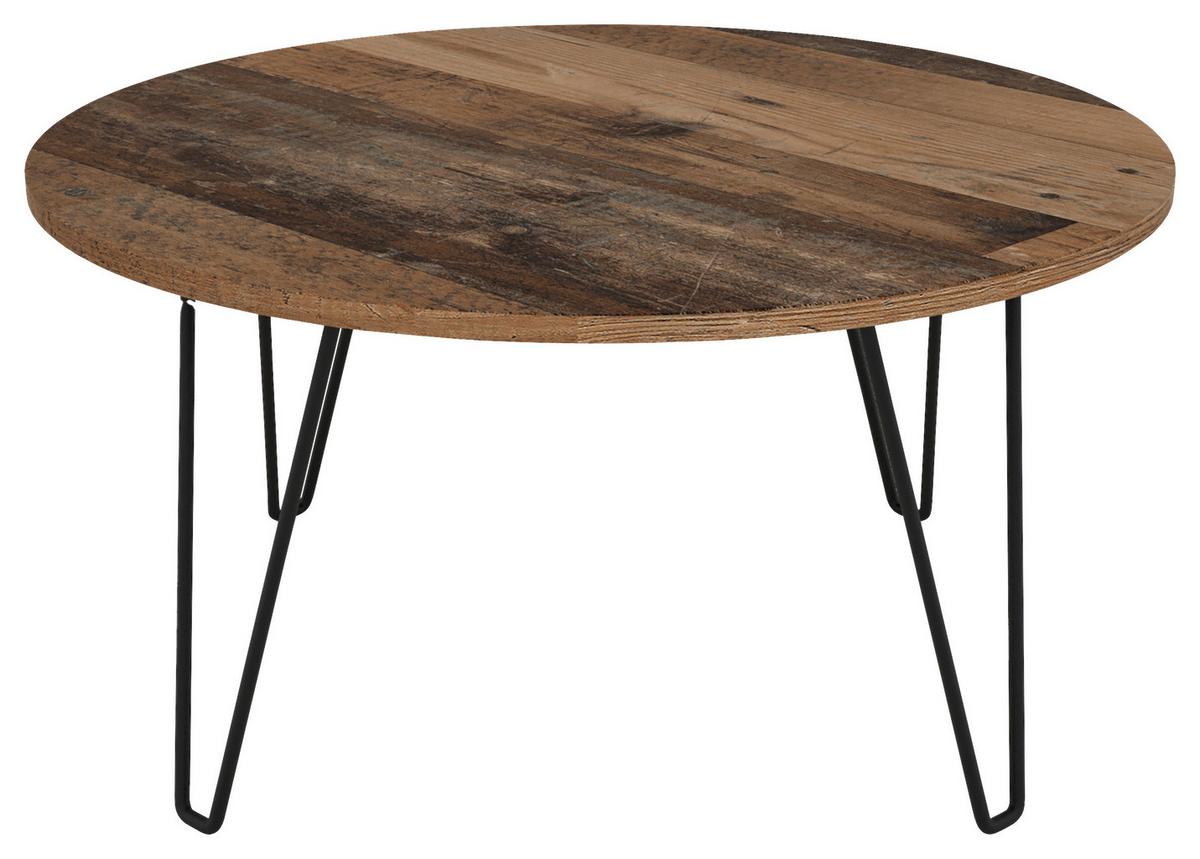 Couchtisch Rund Flair Schwarz/alteiche Dekor - Alteiche/Schwarz, KONVENTIONELL, Holzwerkstoff/Metall (80/80/40cm) - MID.YOU