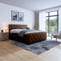 Boxspringbett mit Bettkasten Porto 180x200 cm Braun - Schwarz/Braun, MODERN, Holz/Textil (180/200cm) - MID.YOU