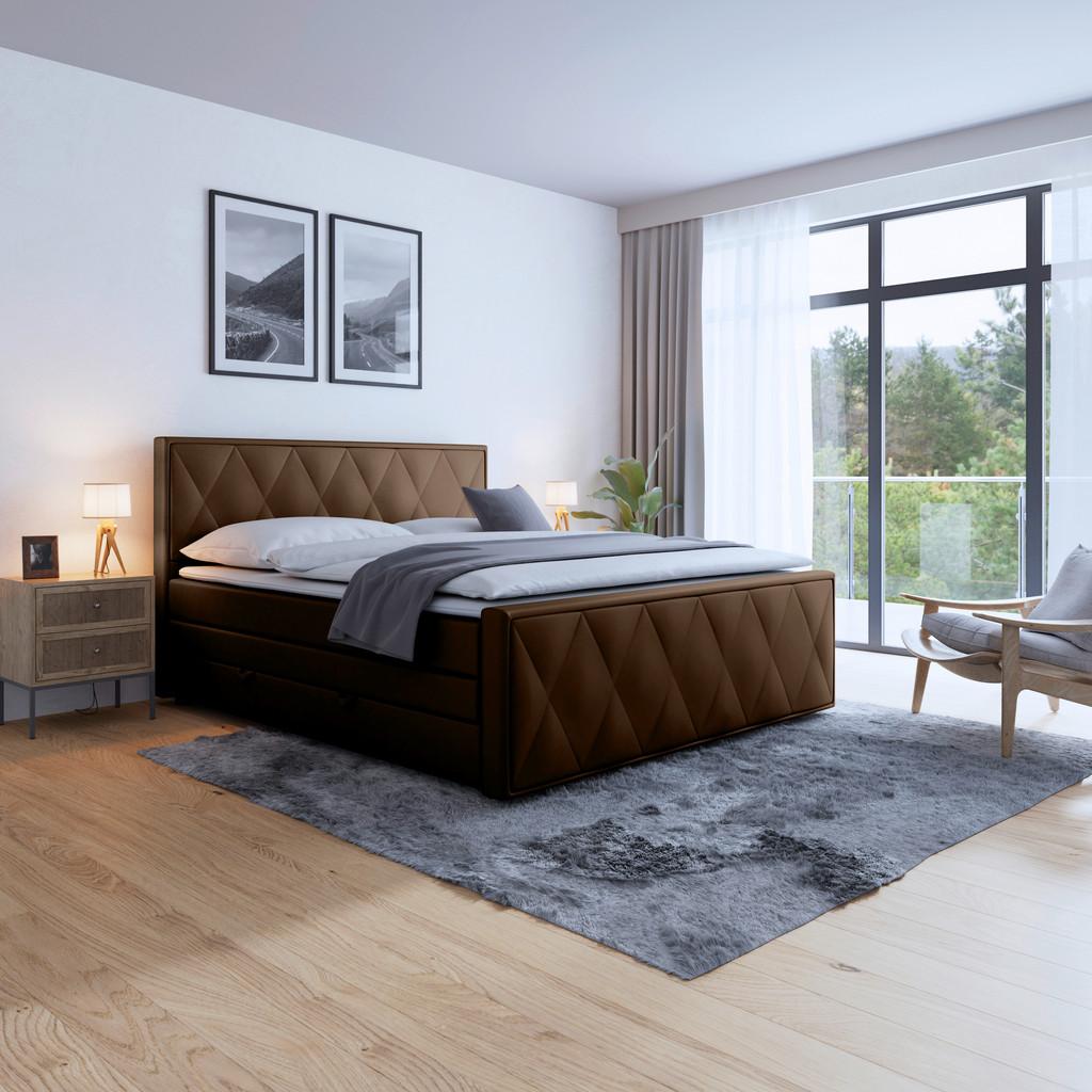 Boxspringbett mit Bettkasten Porto 180x200 cm Braun