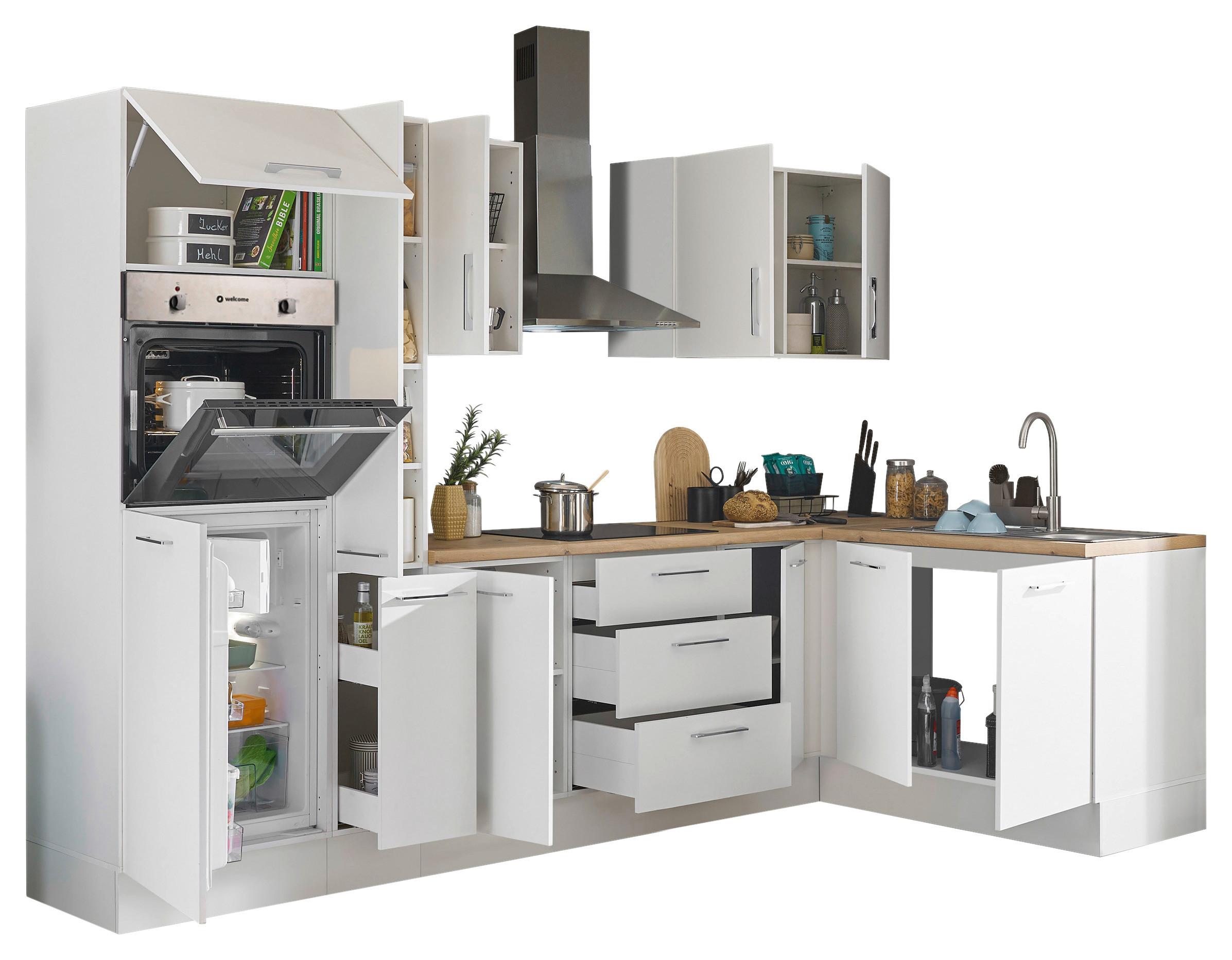 Eckküche Turin Weiß/Eiche Dekor 300x165 cm - Weiß/Eiche Artisan, Basics, Holzwerkstoff (300/165cm) - MID.YOU