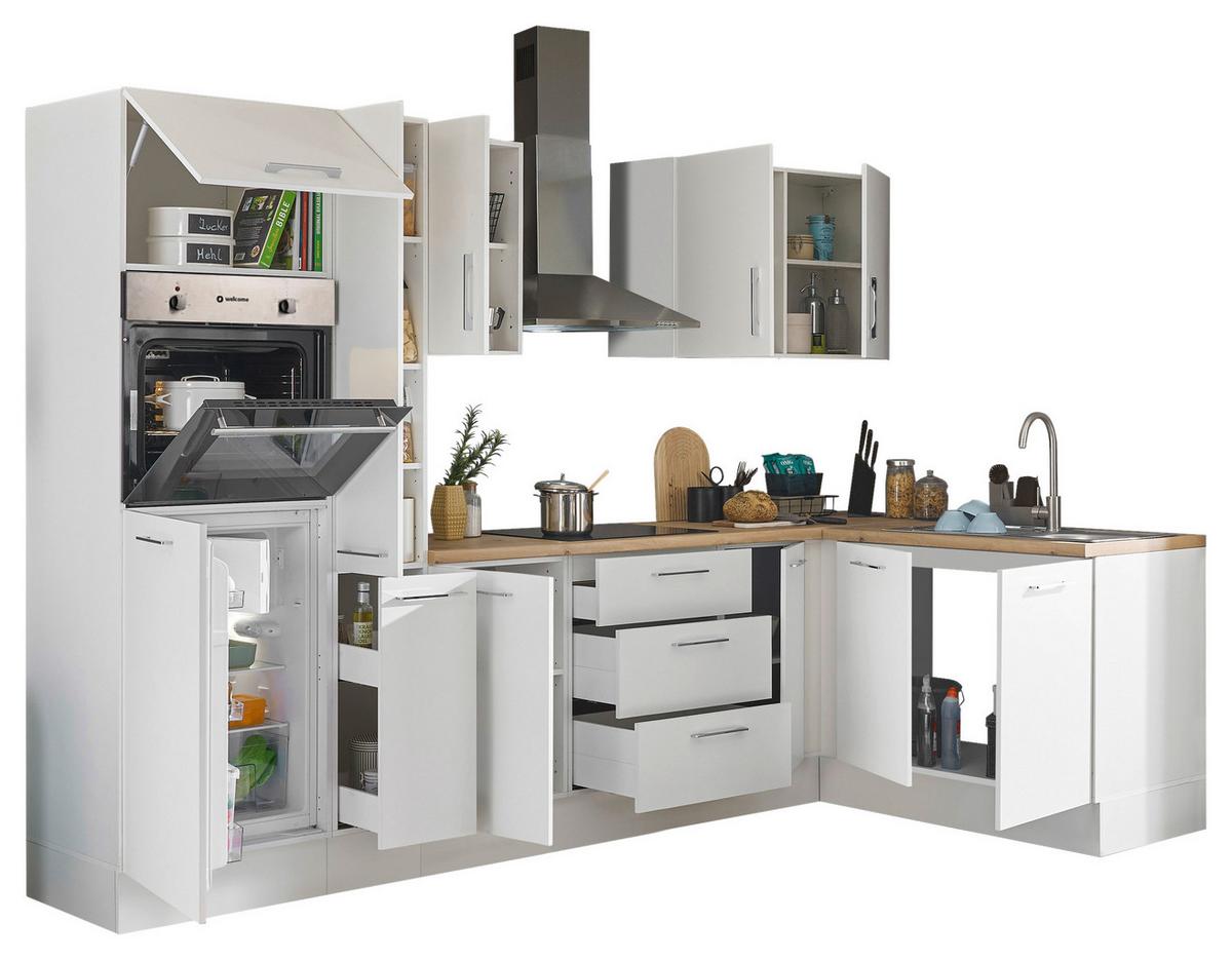 Eckküche Turin Weiß/Eiche Dekor 300x165 cm - Weiß/Eiche Artisan, Basics, Holzwerkstoff (300/165cm) - MID.YOU