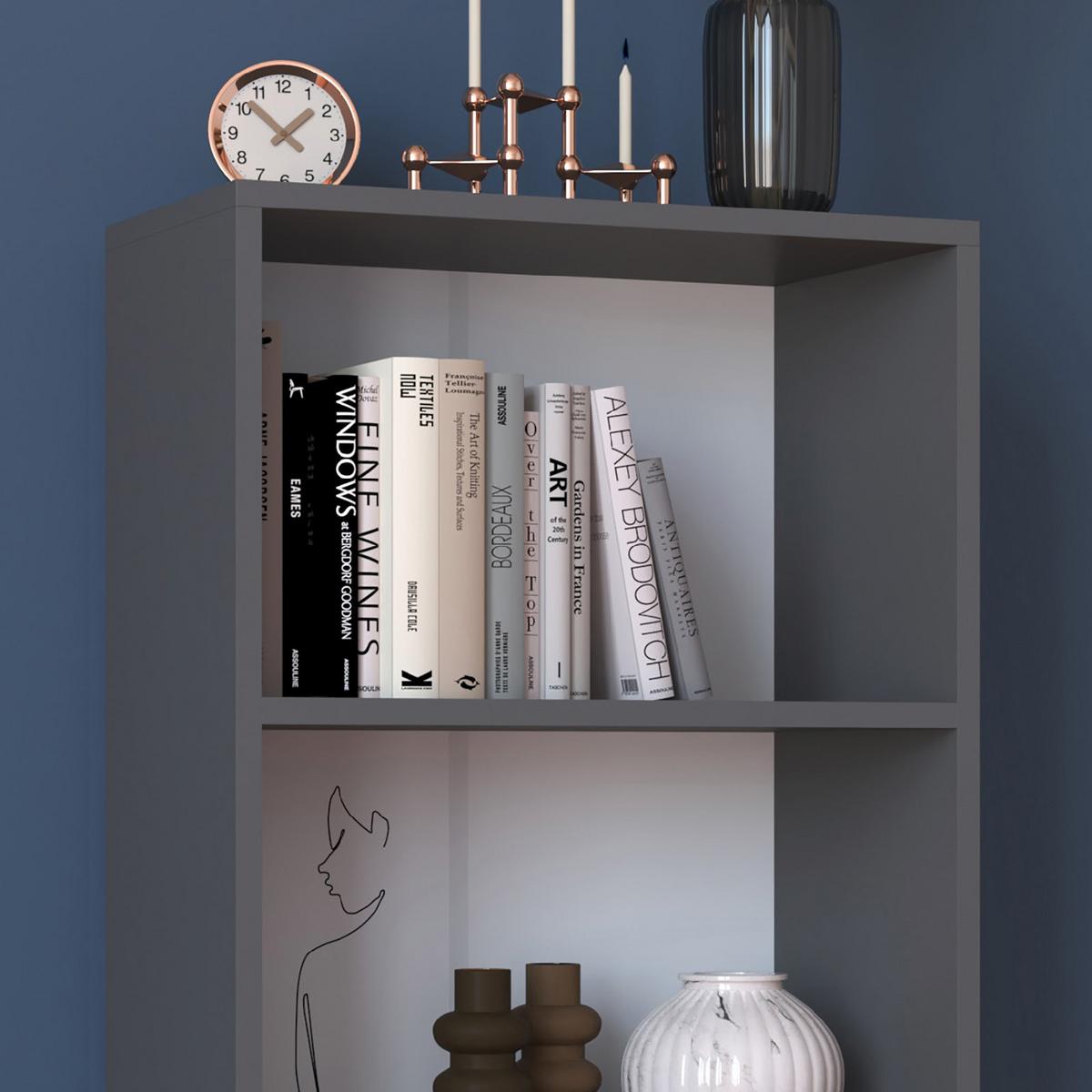 Regál Dilos š: 56 cm, antracitový - antracitová, Modern, kompozitné drevo (56/114/30cm) - MID.YOU