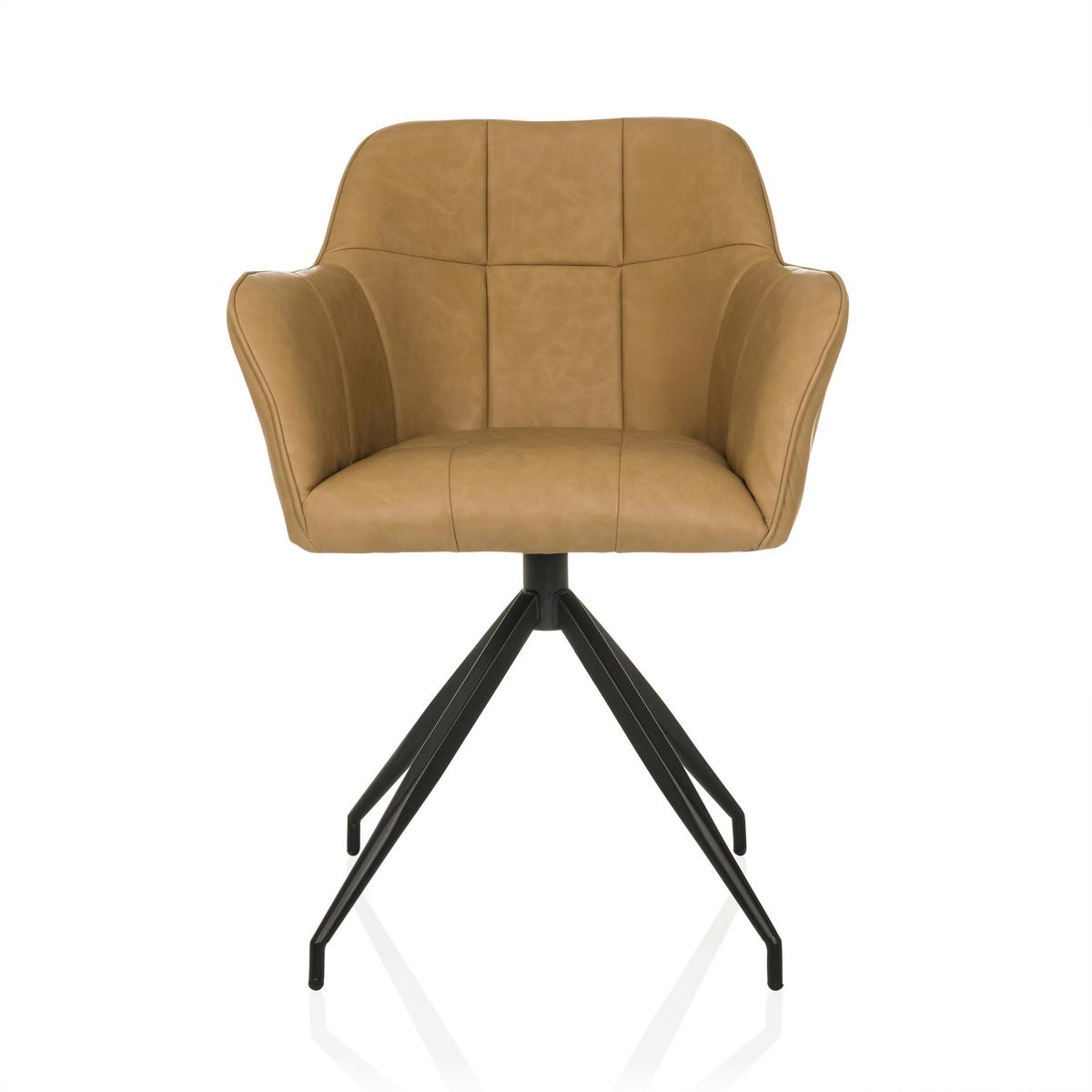 Armlehnstuhl Elverum Cognac B: 61 Cm - Cognac/Schwarz, MODERN, Leder/Metall (61/90/56cm) - MID.YOU