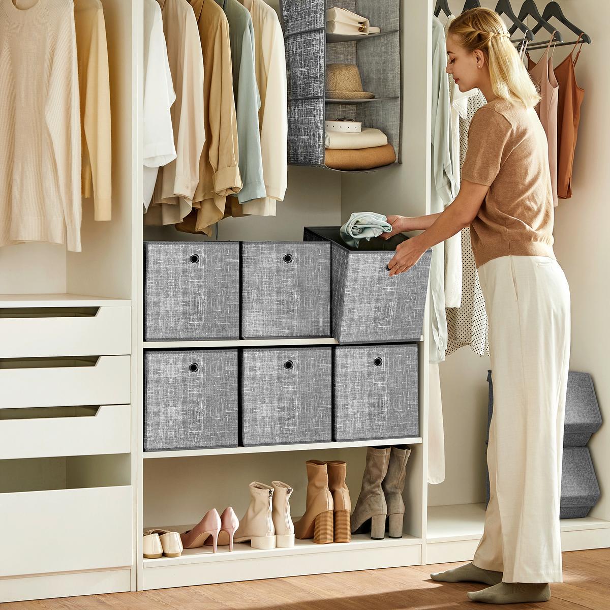 Aufbewahrungsboxen-Set Grau B: 30 cm - Grau, Basics, Papier/Textil (30/30/30cm)