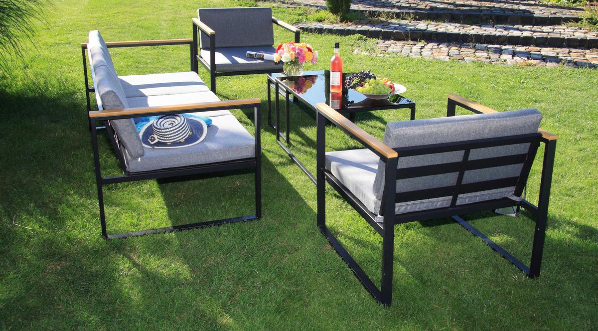 Loungegarnitur 5-tlg. Acamp Metall/textil Mit Kissen - Anthrazit, Basics, Textil/Metall - Acamp