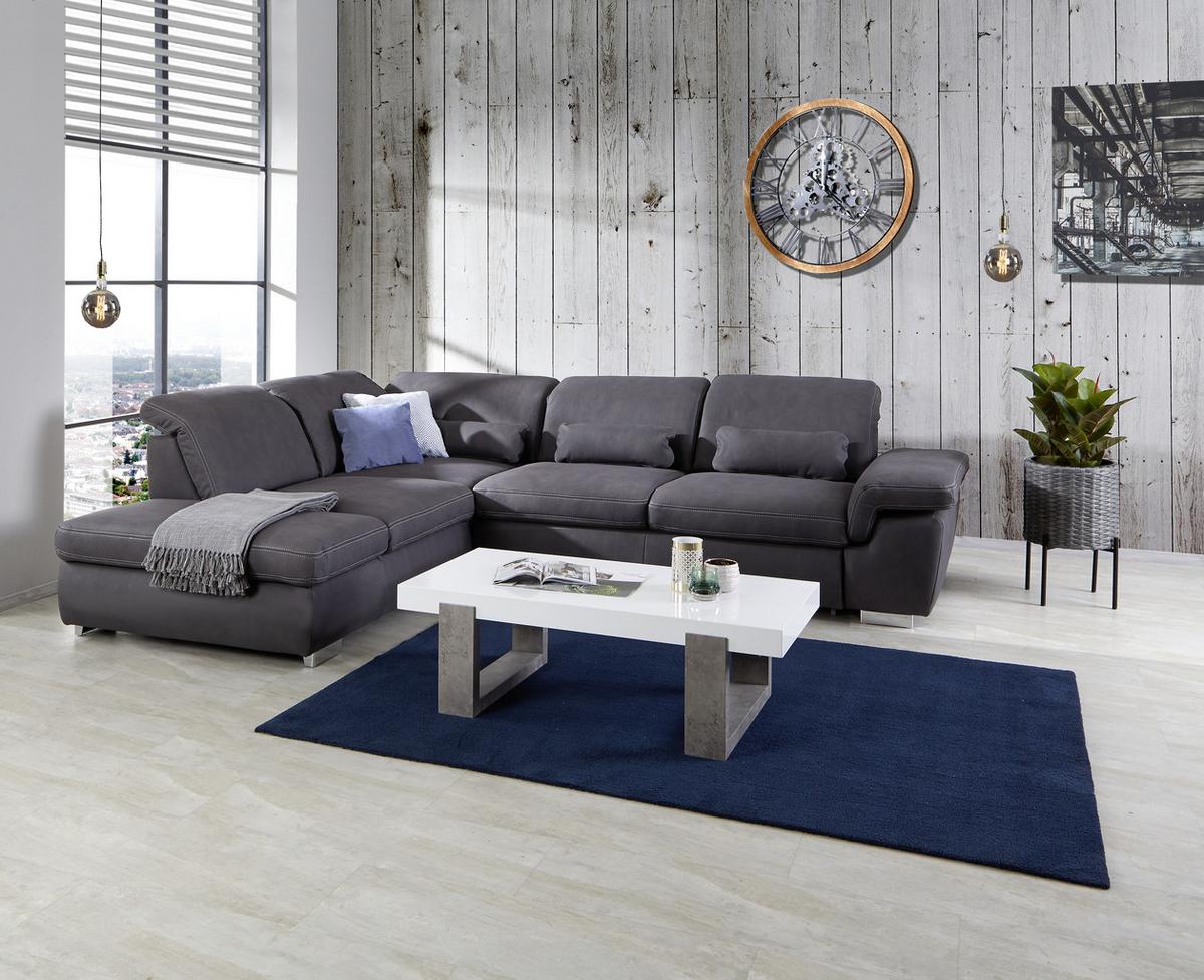 Ecksofa Mit Schlaffunktion & Bettkasten Anthrazit - Beige/Anthrazit, MODERN, Textil (260/320cm) - Luca Bessoni