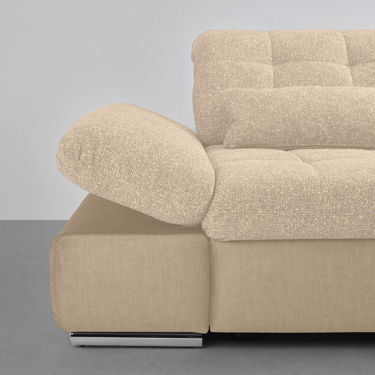 Rohová sedačka SANFINO, pravá, béžová - chrómová/béžová, Konventionell, kov/drevo (305/79-96/199cm) - Premium Living