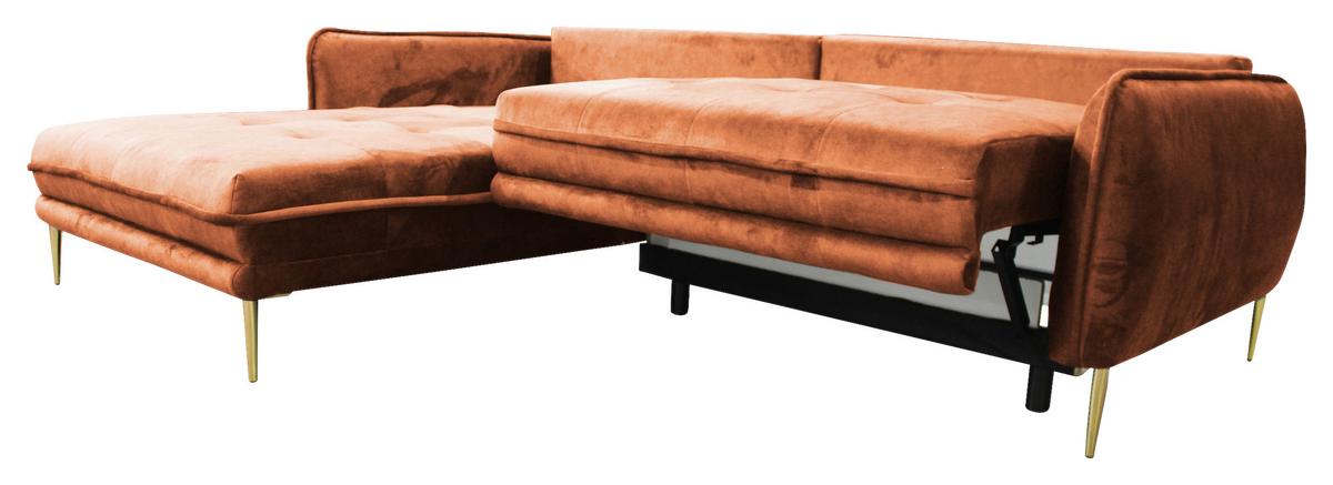 Ecksofa Whisper Rostfarben S:196x264cm - Rostfarben/Goldfarben, Design, Textil (196/264cm) - MID.YOU