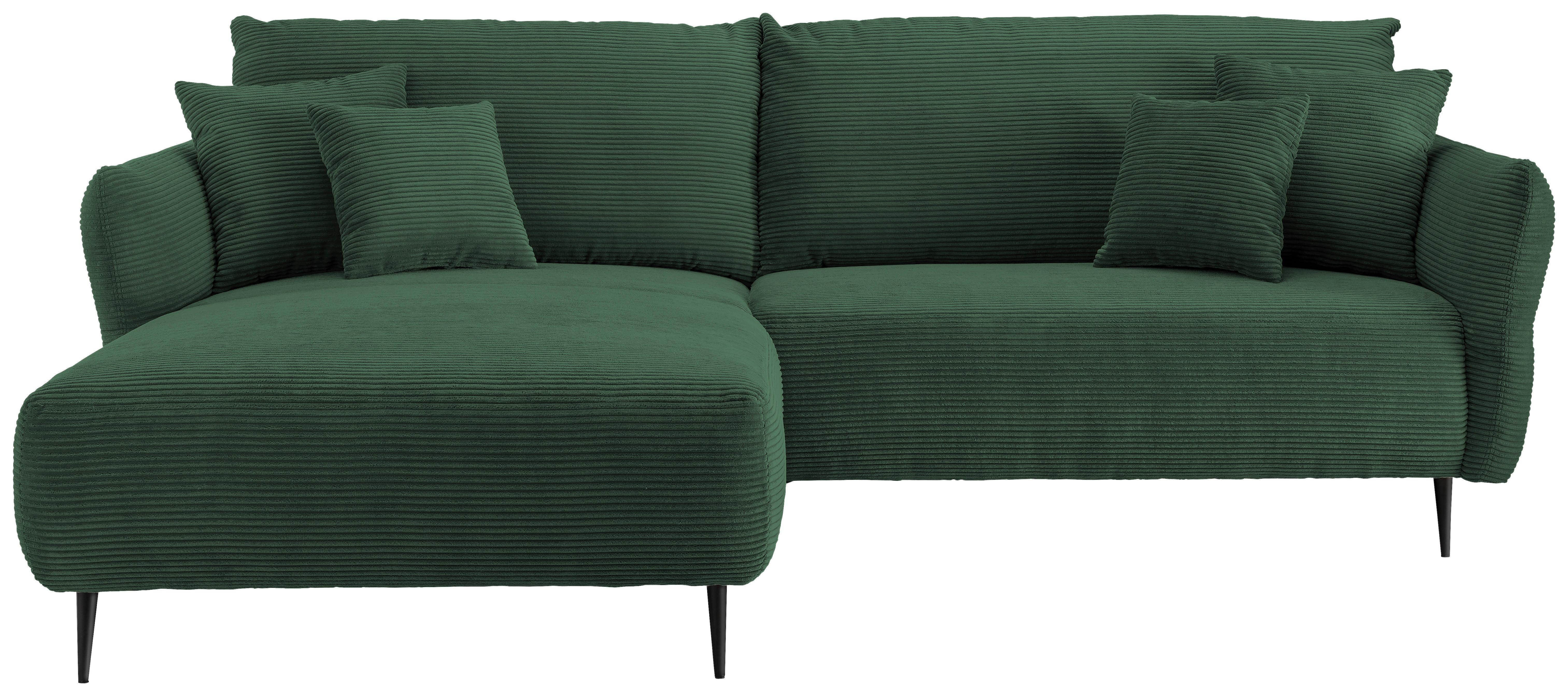 Ecksofa Vanilla Dunkelgrün S: 178x264-302 Cm - Dunkelgrün/Schwarz, Design, Textil (178/264-302cm) - Livetastic