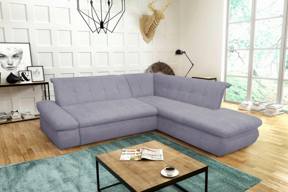 Ecksofa Mit Armteilverstellung Moric Grau Mikrofaser - Chromfarben/Grau, KONVENTIONELL, Textil (273/216cm) - MID.YOU