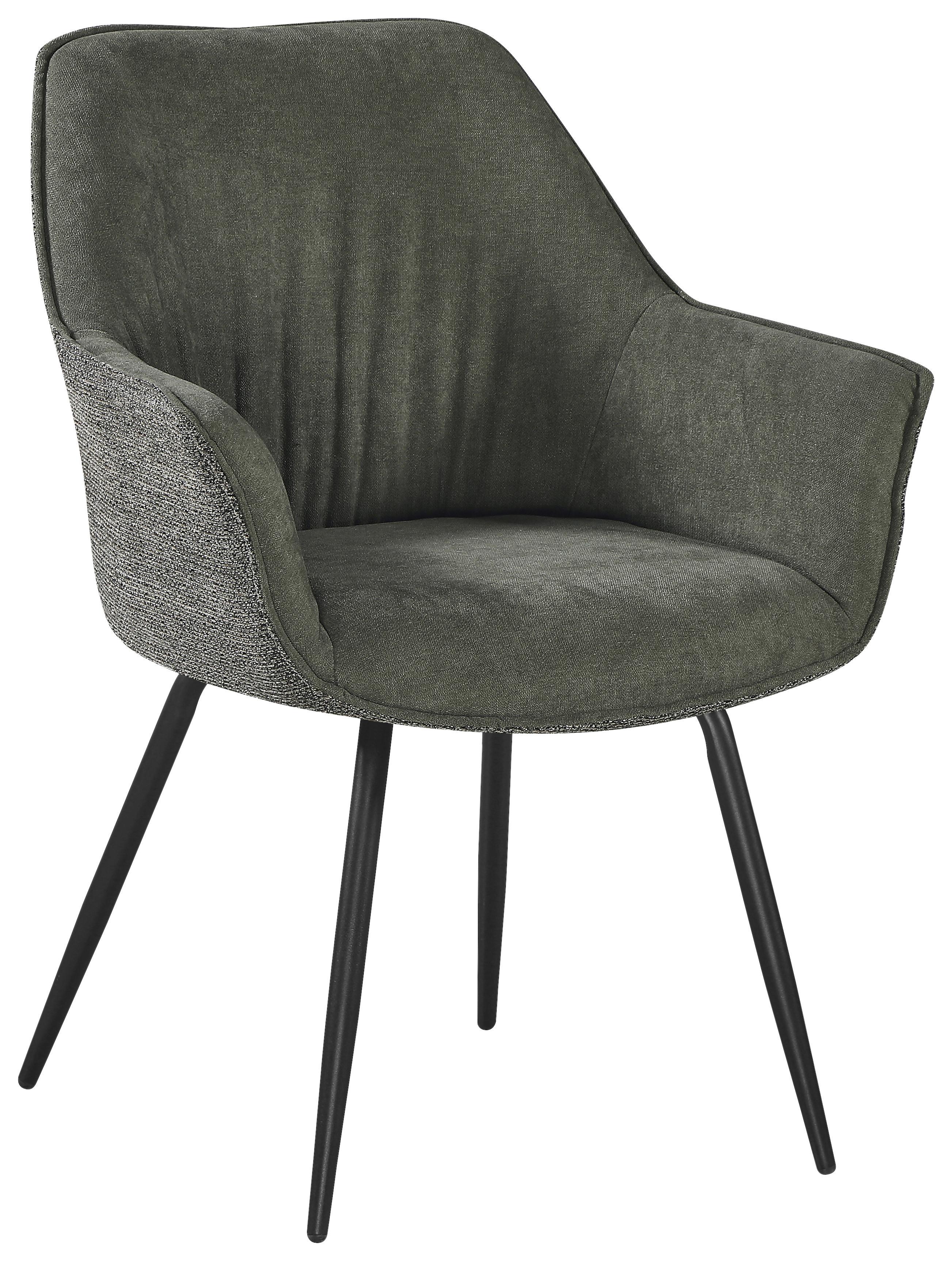 ŽIDLE S PODRUČKAMI NOVA - černá/zelená, Moderní, kov/textil (64/85/62cm) - Premium Living