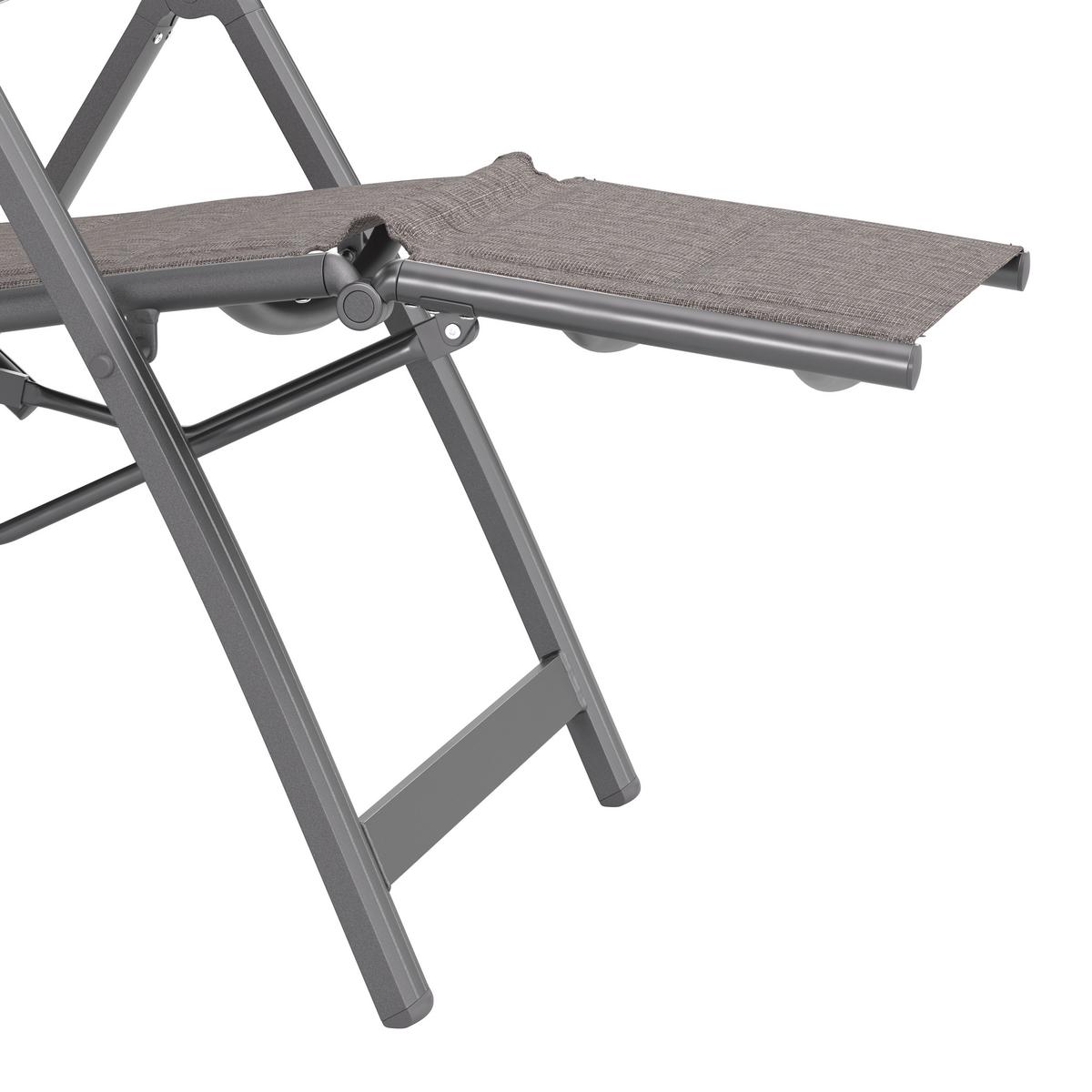 Gartensessel Klappbar Verena Aluminium, Textil - Dunkelgrau, MODERN, Textil/Metall (57/113/68cm) - Beldano
