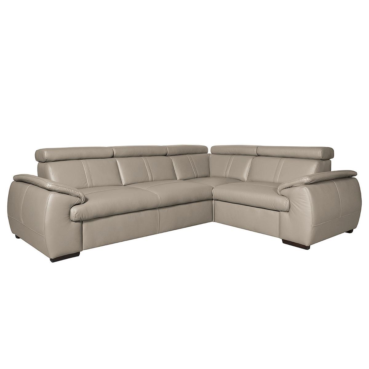 Ecksofa City Hellgrau S: 265x193 Cm - Wengefarben/Hellgrau, Design, Leder (265/193cm) - Livetastic