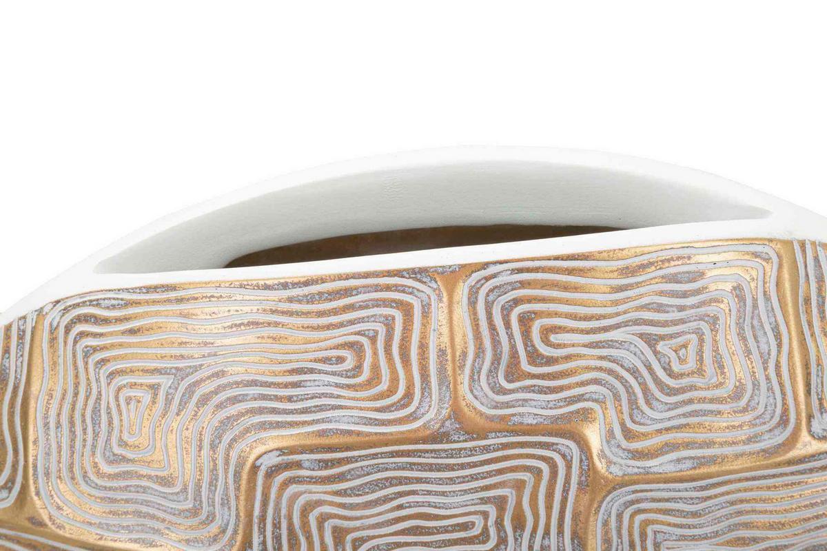 Vase Eclips Weiß, Goldfarben B: 36 cm - Goldfarben/Weiß, Basics, Kunststoff (36/34.5/11cm)