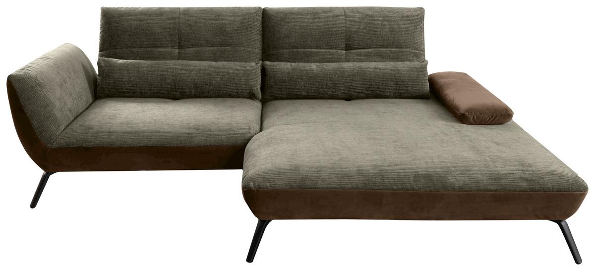 Ecksofa Dover Verstellbar Olivgrün 273x191-207 Cm - Schwarz/Olivgrün, Trend, Holz/Holzwerkstoff (273/191-207cm)