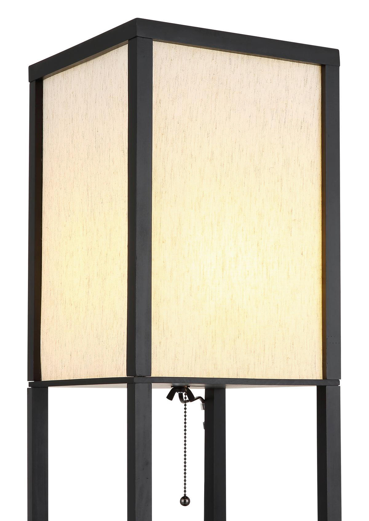 STEHLEUCHTE Exkl. 1xE27, 60W - Schwarz/Naturfarben, Design, Holz/Textil (26/26/159cm) - Globo