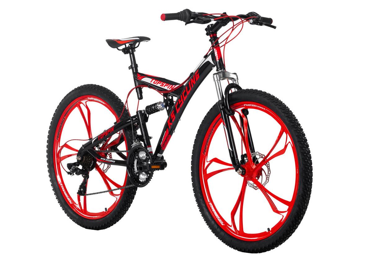 Mountainbike Fully 26 Zoll Topspin 21 Gänge - Schwarz, Basics, Metall (180/70/100cm) - KS Cycling