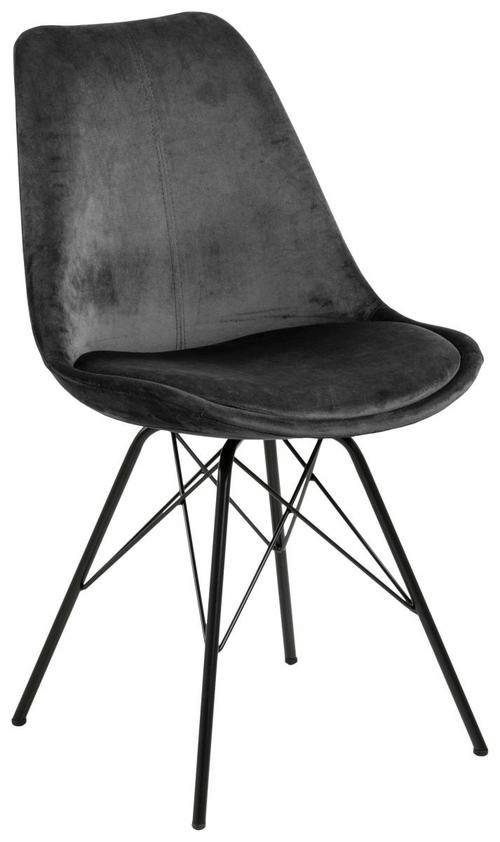 Jedálenská stolička ERIS zamat - čierna/tmavosivá, Trend, kov/textil (48,5/85,5/54cm) - Carryhome