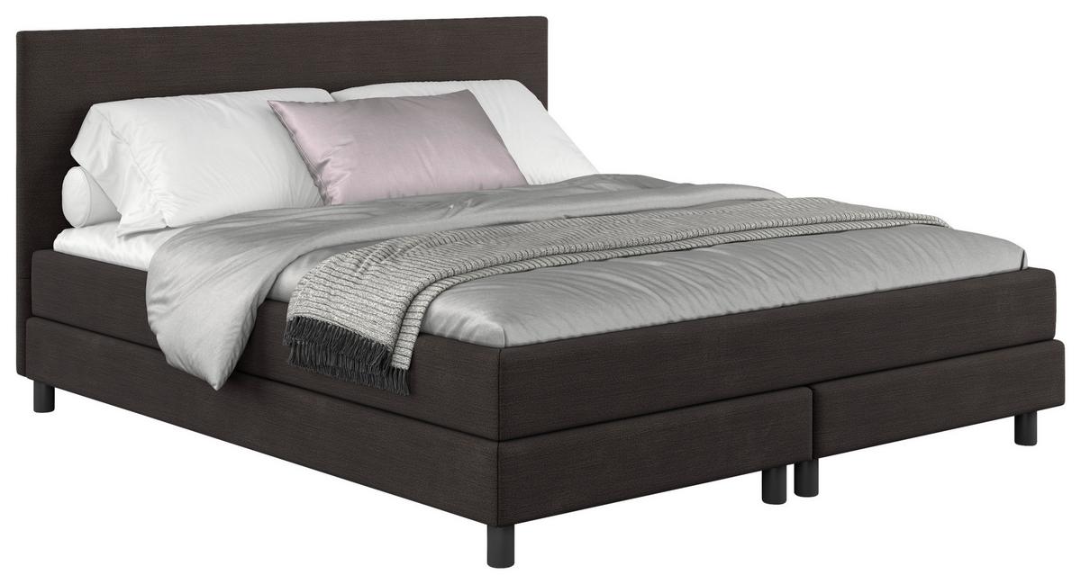 Boxbett mit Topper 160x200 Andorra - Dunkelbraun/Schwarz, MODERN, Holzwerkstoff/Textil (160/200cm) - MID.YOU