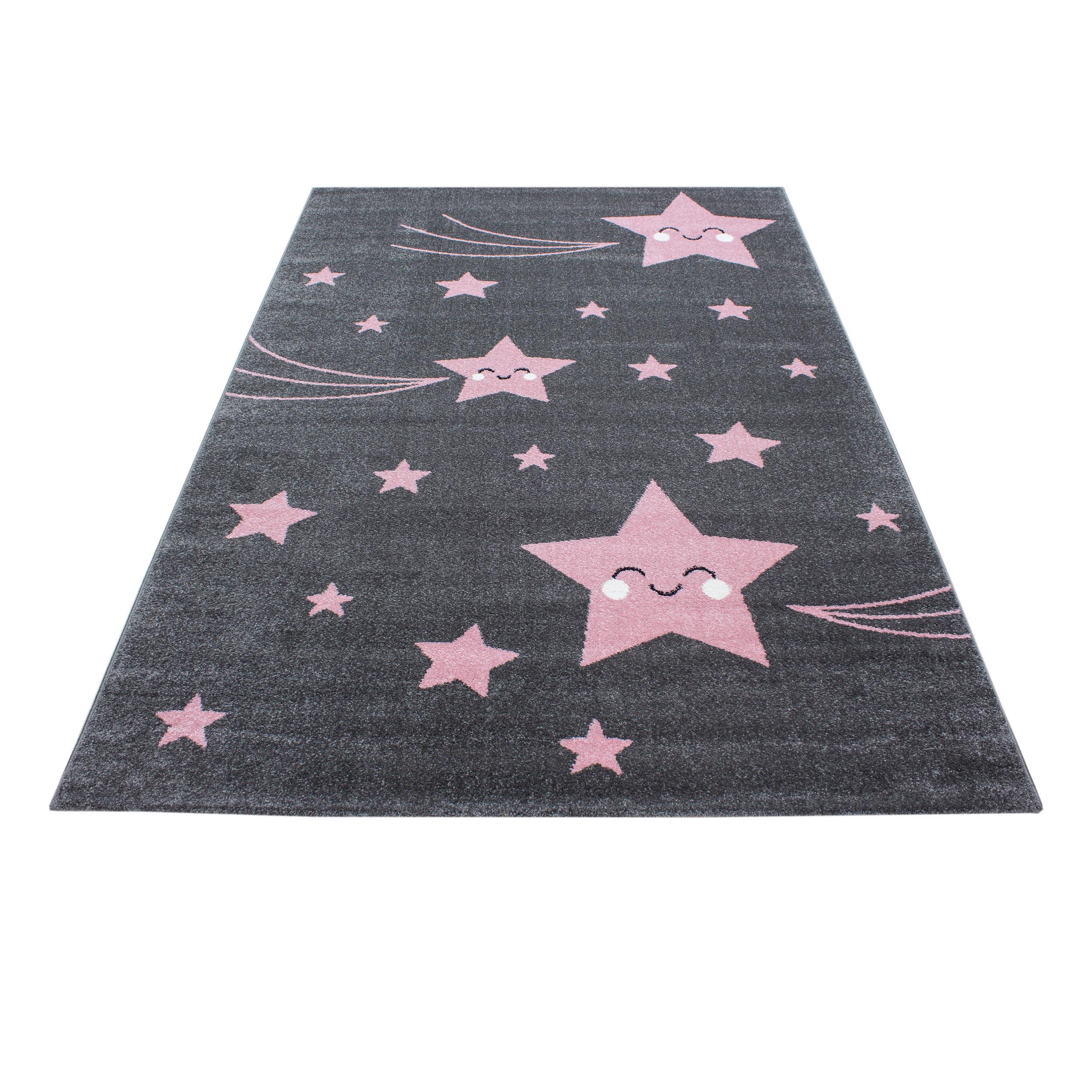 Kinderteppich Stern Grau/Pink Kids 120x170 cm