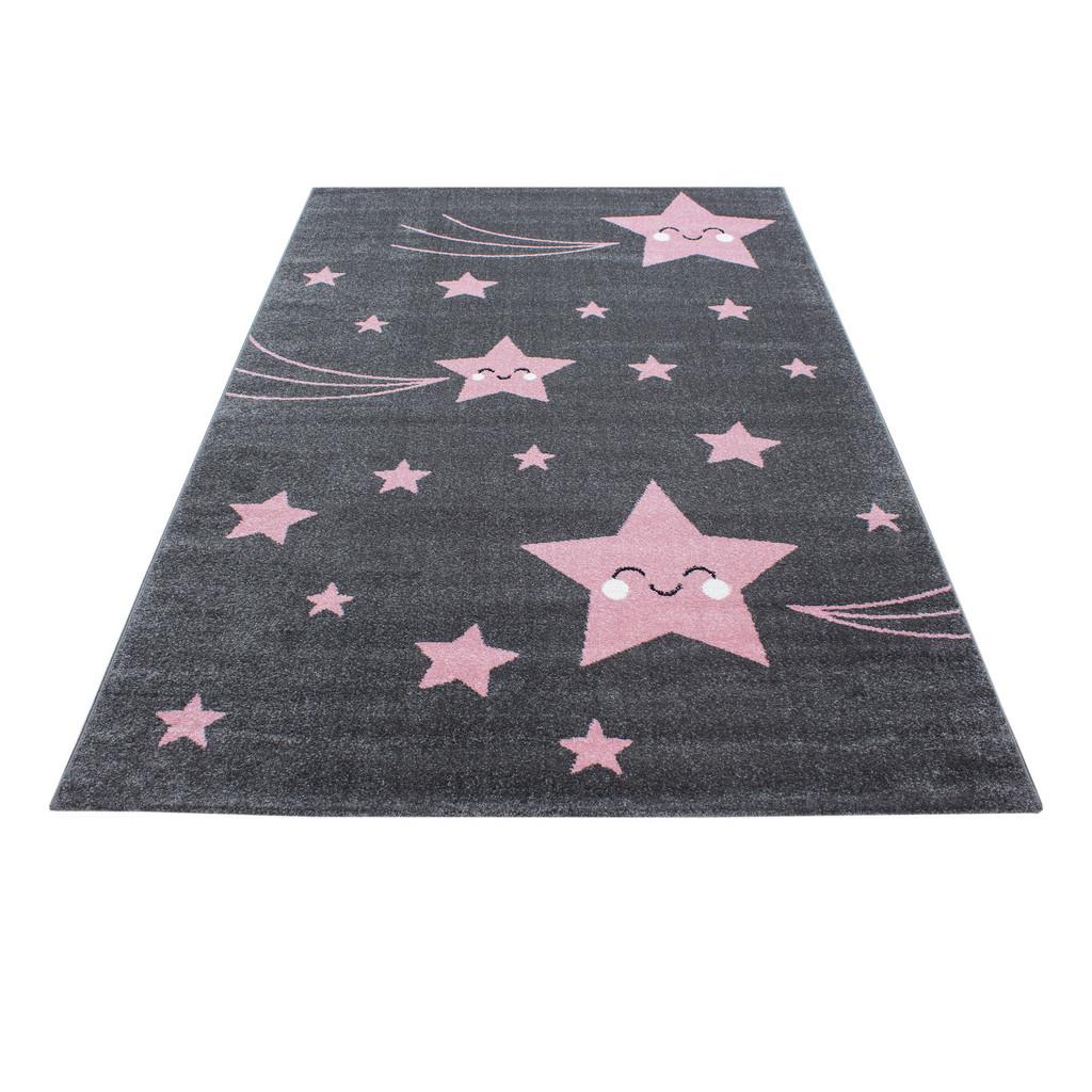 Kinderteppich Stern Grau/Pink Kids 80x150 cm