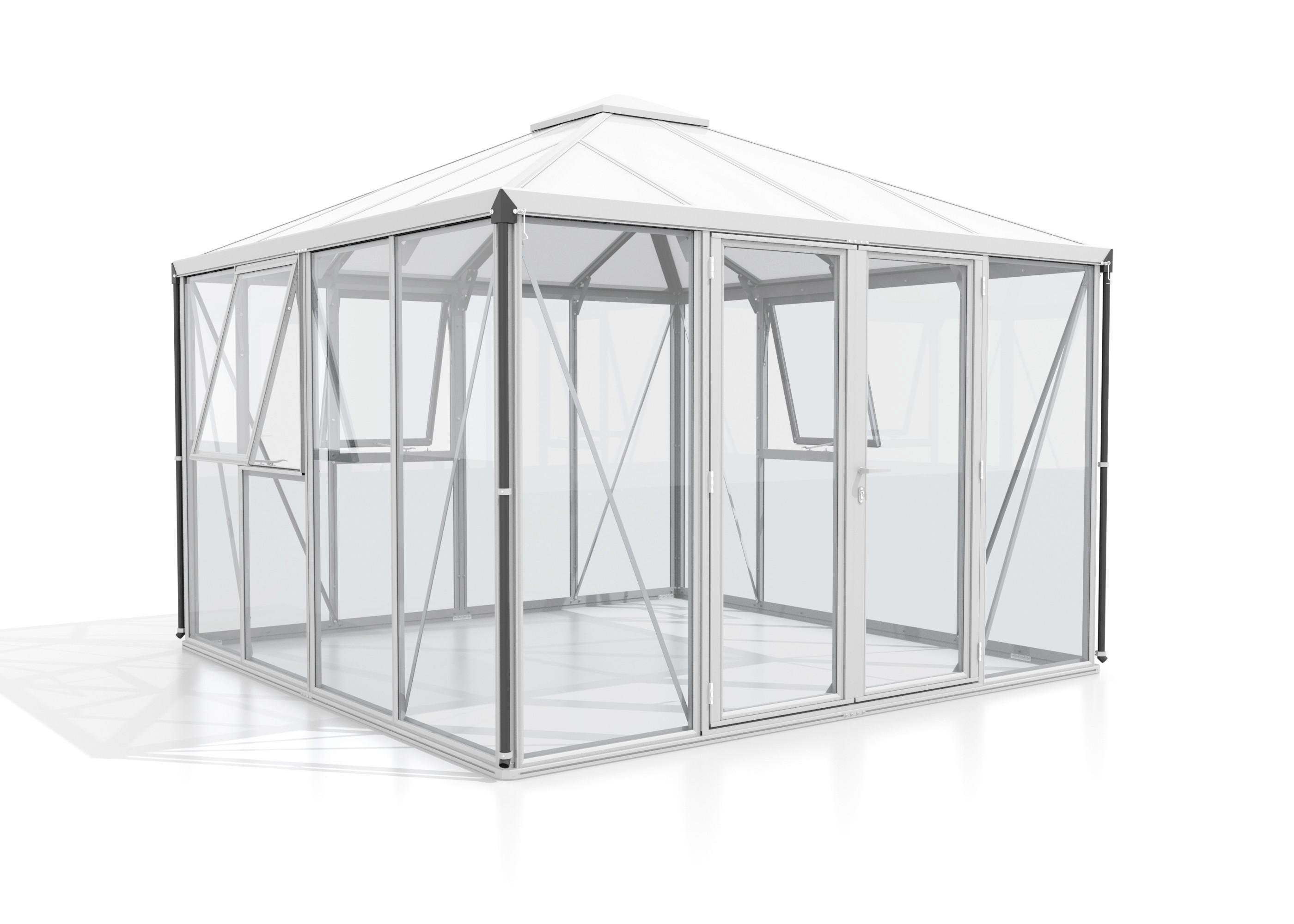 Gewächshaus 317x264,5x321,5 cm Hohlkammerplatten/Glas/Metall - Alufarben, Basics, Glas/Kunststoff (317/264,5/321,5cm)