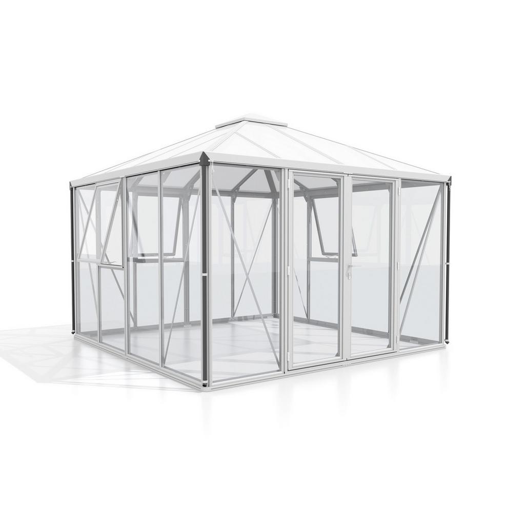 Gewächshaus 317x264,5x321,5 cm Hohlkammerplatten/Glas/Metall