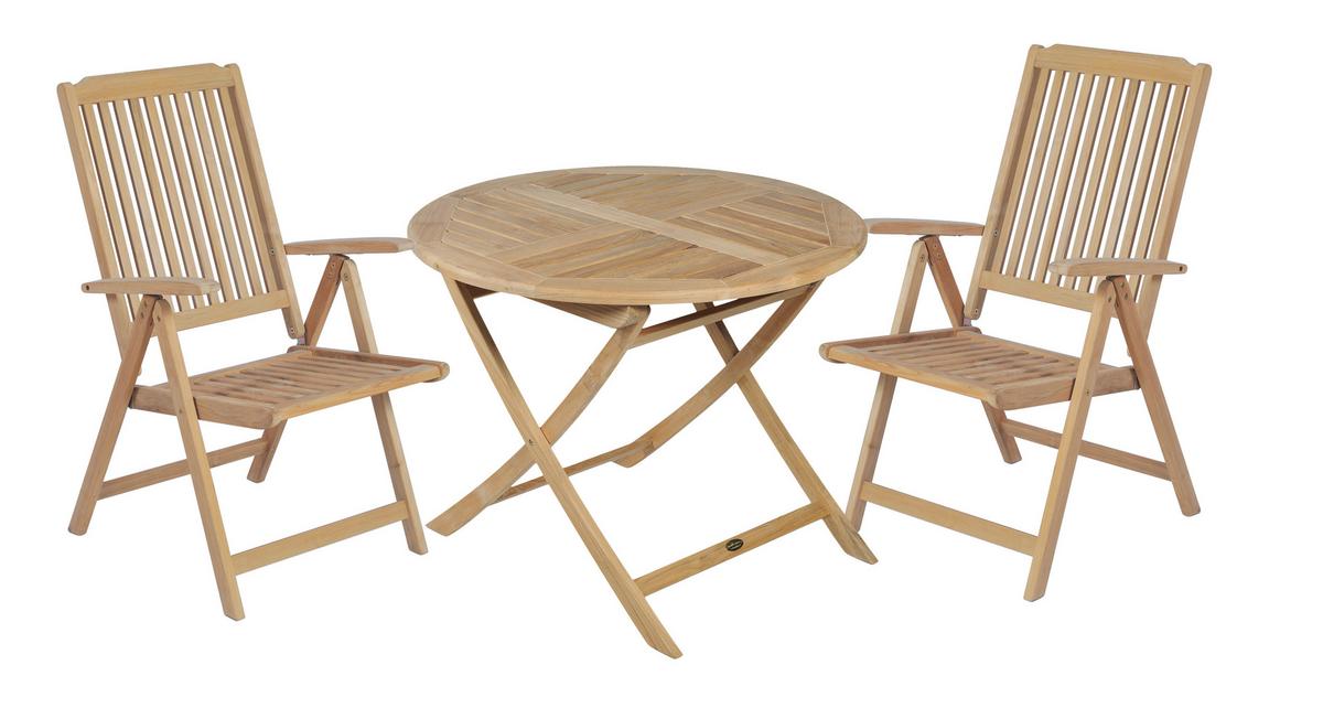 Gartenmöbel Set 3-tlg. Solo Teakholz - Teakfarben, Basics, Holz (66/103/58cm) - Gardenson