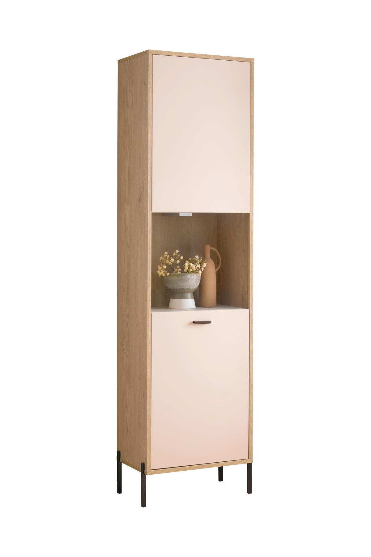 Vitrine Fredericia Eichefarben Kaschmir B: 55 cm - Kaschmir/Eichefarben, Design, Holzwerkstoff (55/206/35cm) - MID.YOU