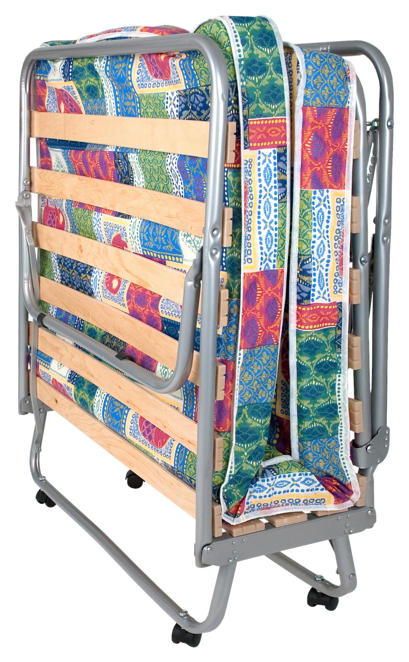 Klappbett mit Matratze + Rollen 80x190cm Luxor Alufarb. - Alufarben, MODERN, Metall (80/40/190cm)