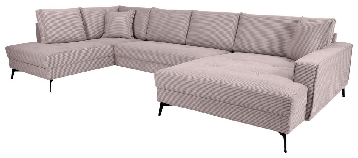 Wohnlandschaft Zero Rosa U-Form 195x362x173cm - Schwarz/Rosa, Trend, Textil (195/362/173cm)